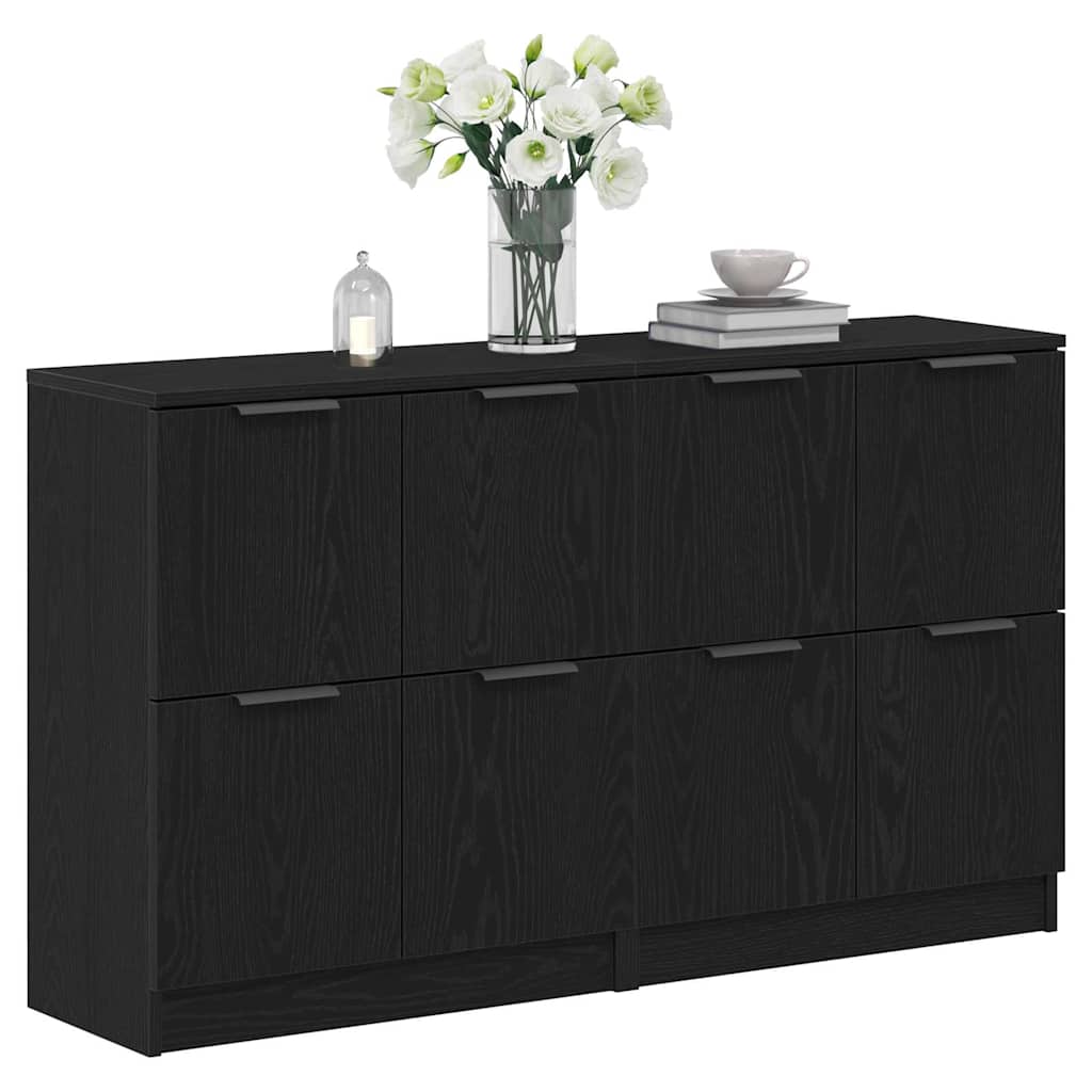 Skænk Sort Eg 180 X 30 X 70 Cm Konstrueret Træ - Billede 3