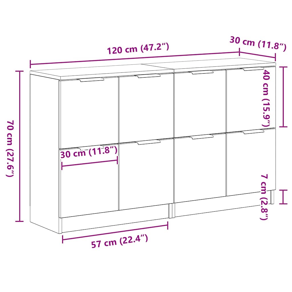 Skænk Sort Eg 180 X 30 X 70 Cm Konstrueret Træ - Billede 13