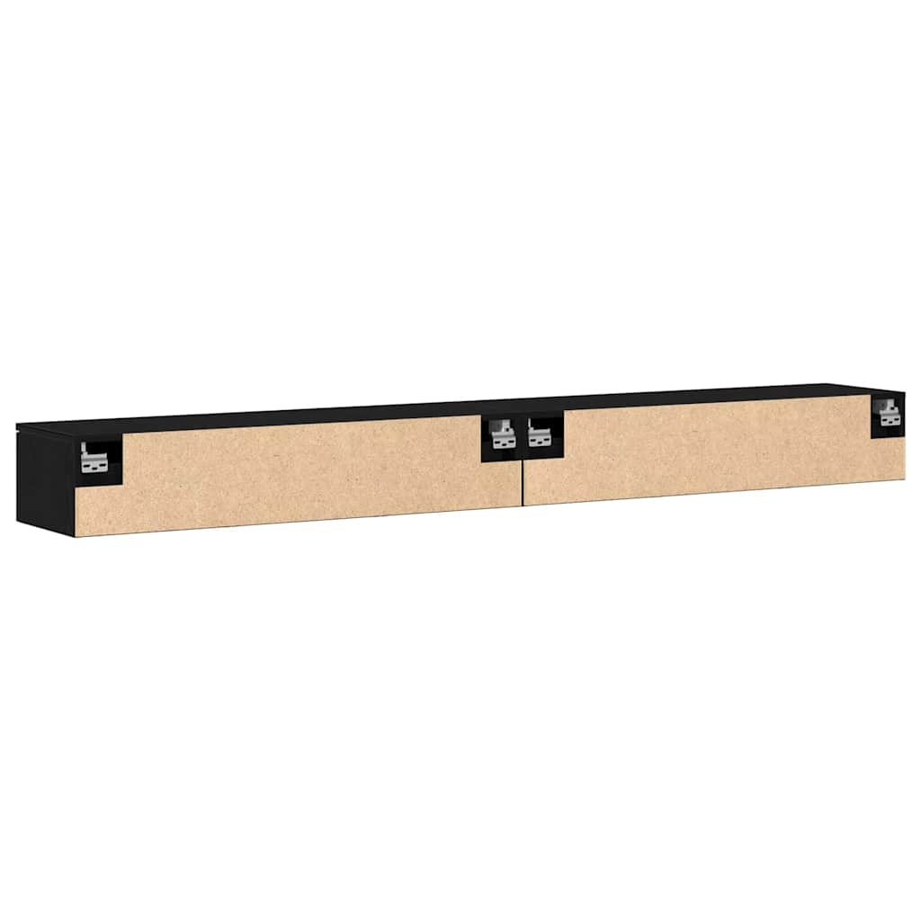 Vægskab 2 Pcs Sort Eg 102 X 30 X 20 Cm Konstrueret Træ - Billede 8