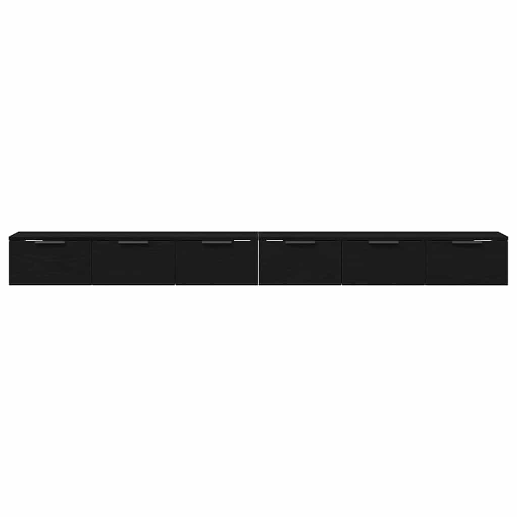 Vægskab 2 Pcs Sort Eg 102 X 30 X 20 Cm Konstrueret Træ - Billede 6