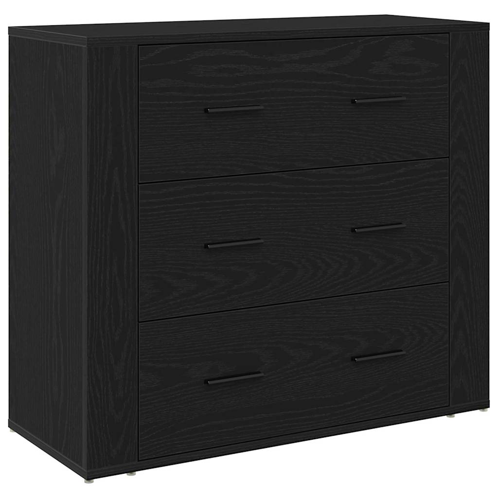 Skænk Med Skuffe Sort Eg 160 X 33 X 70 Cm Konstrueret Træ - Billede 5