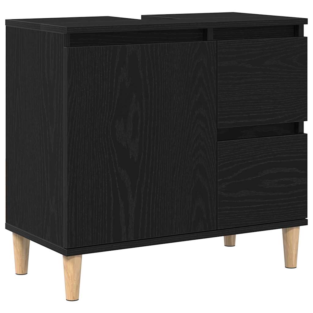 Badeværelsesmøbel Sæt Med Skuffe 3 Pcs Sort 30 X 30 X 180 Cm - Billede 7
