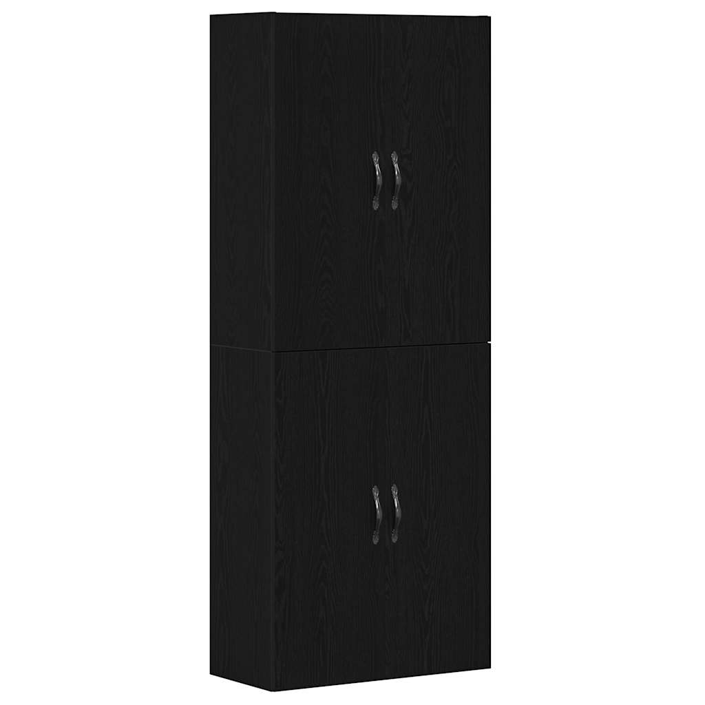 Vægskab 2 Pcs Sort Eg 69.5 X 34 X 90 Cm Konstrueret Træ - Billede 2