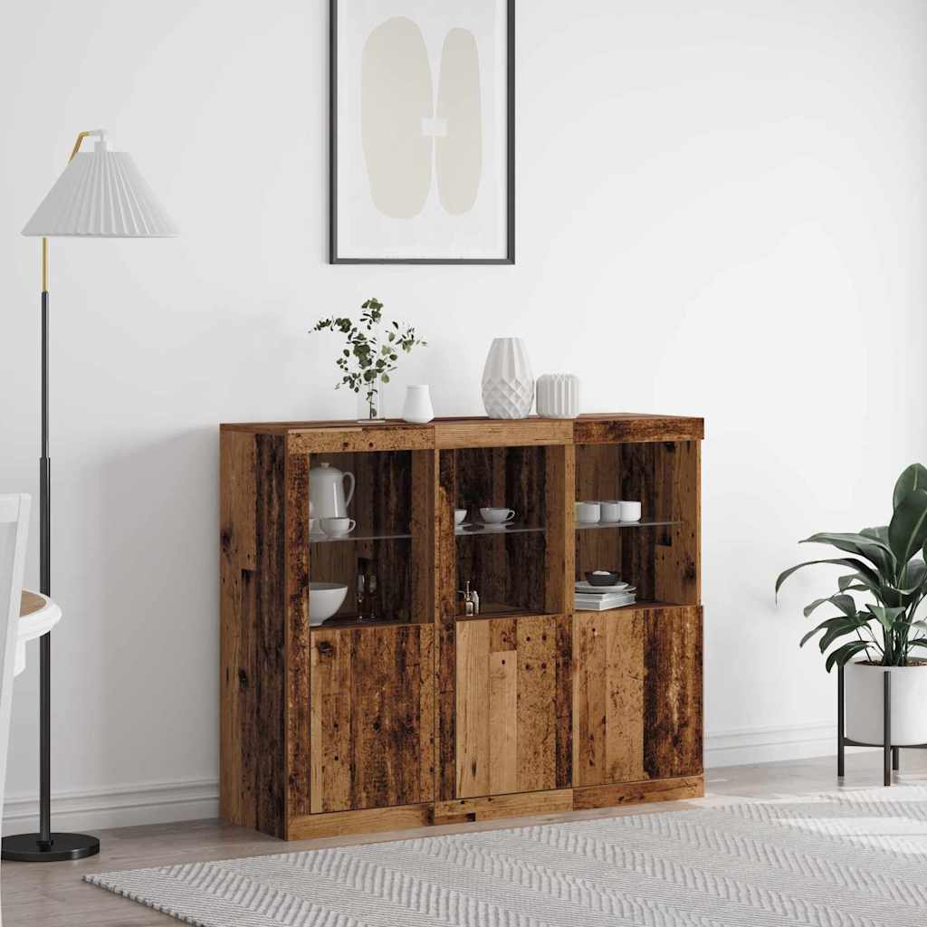 Sideboard 3 Pcs Gammelt Træ 123 X 37 X 100 Cm Konstrueret Træ - Hovedbillede