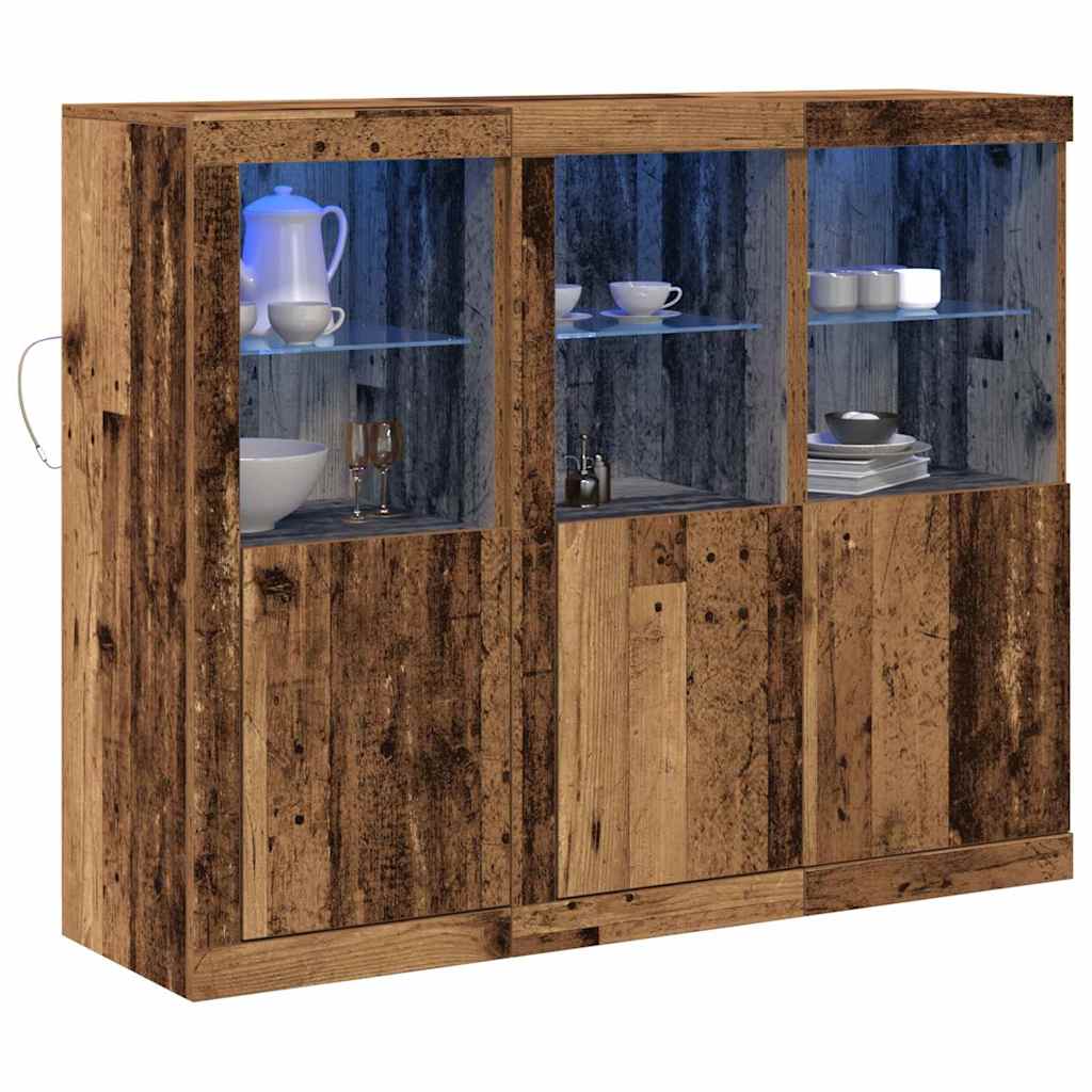 Sideboard 3 Pcs Gammelt Træ 123 X 37 X 100 Cm Konstrueret Træ - Billede 3