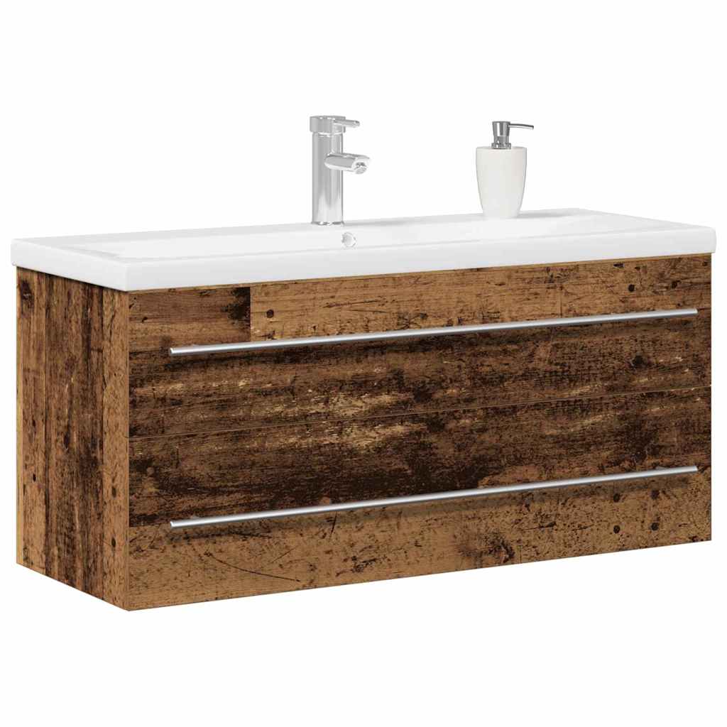 Vaskeskab Med Vask 2 Pcs Gammelt Træ 100 X 38.5 X 48 Cm - Billede 3
