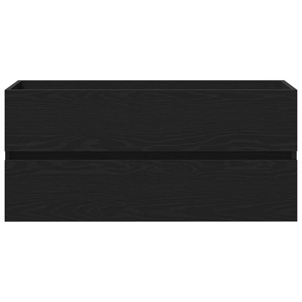 Vaskeskab Vægmonteret Sort Eg 100 X 39 X 62 Cm Konstrueret Træ - Billede 8