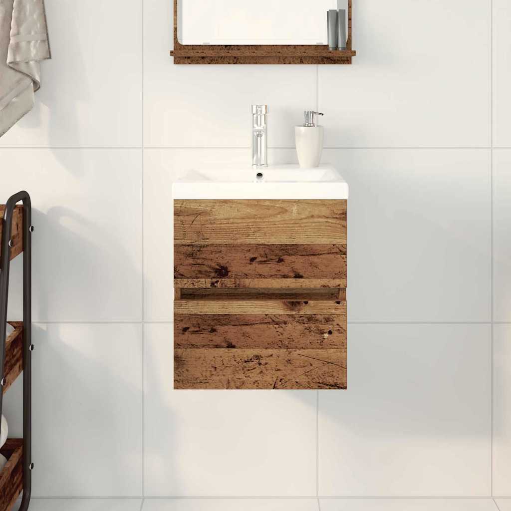 Vaskeskab Vægmonteret Sort Eg 41 X 39 X 62 Cm Konstrueret Træ - Billede 4