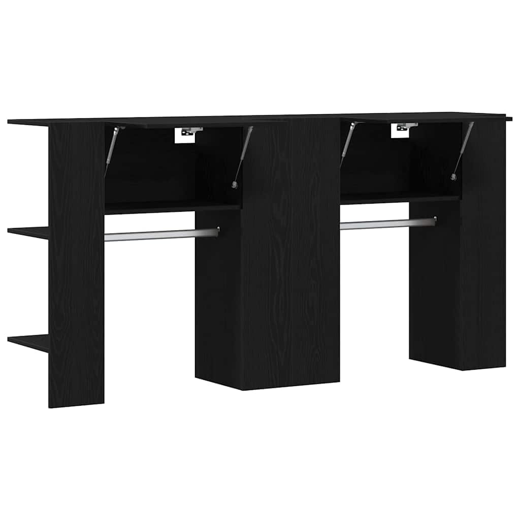 Entreskab 2 Pcs Sort Eg 97,5 X 37 X 99 Cm Konstrueret Træ - Billede 5