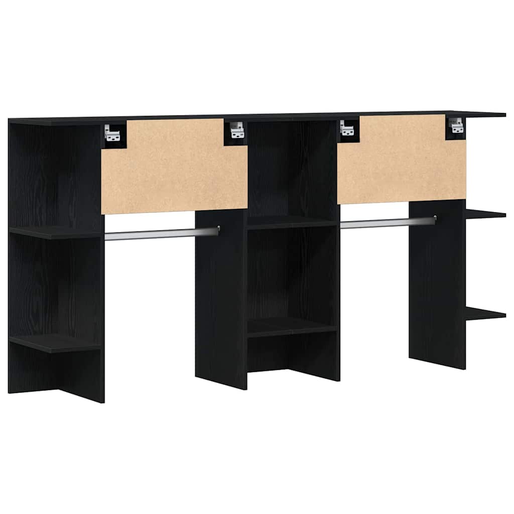 Entreskab 2 Pcs Sort Eg 97,5 X 37 X 99 Cm Konstrueret Træ - Billede 9