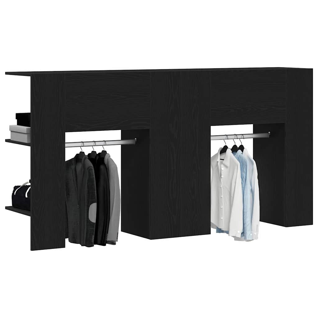 Entreskab 2 Pcs Sort Eg 97,5 X 37 X 99 Cm Konstrueret Træ - Billede 3