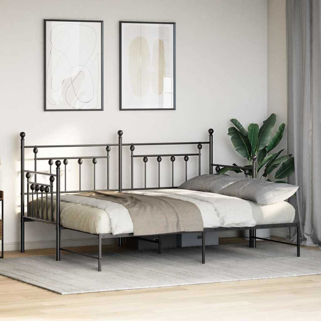 Dagsengramme Med Hovedgærde Sort 75 X 190 Cm Stål - Billede 5