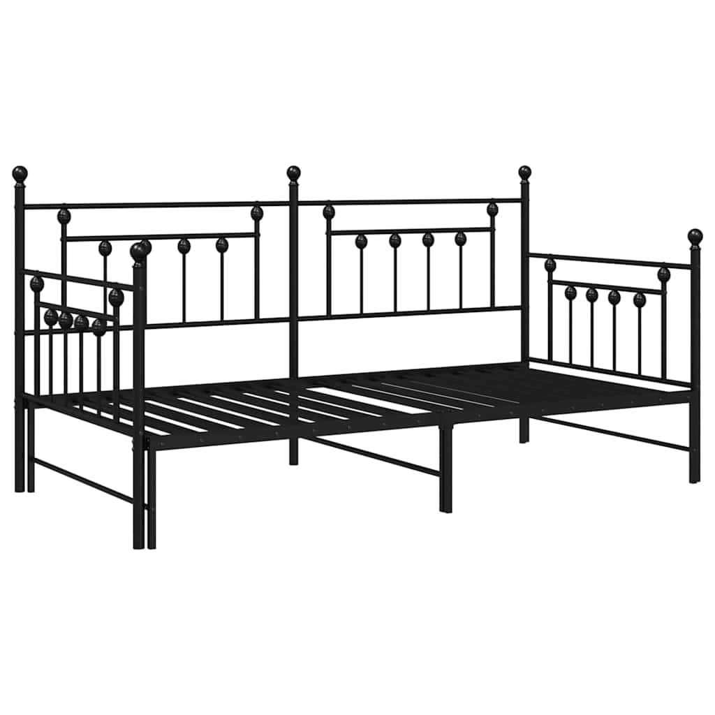 Dagsengramme Med Hovedgærde Sort 90 X 190 Cm Stål - Billede 2