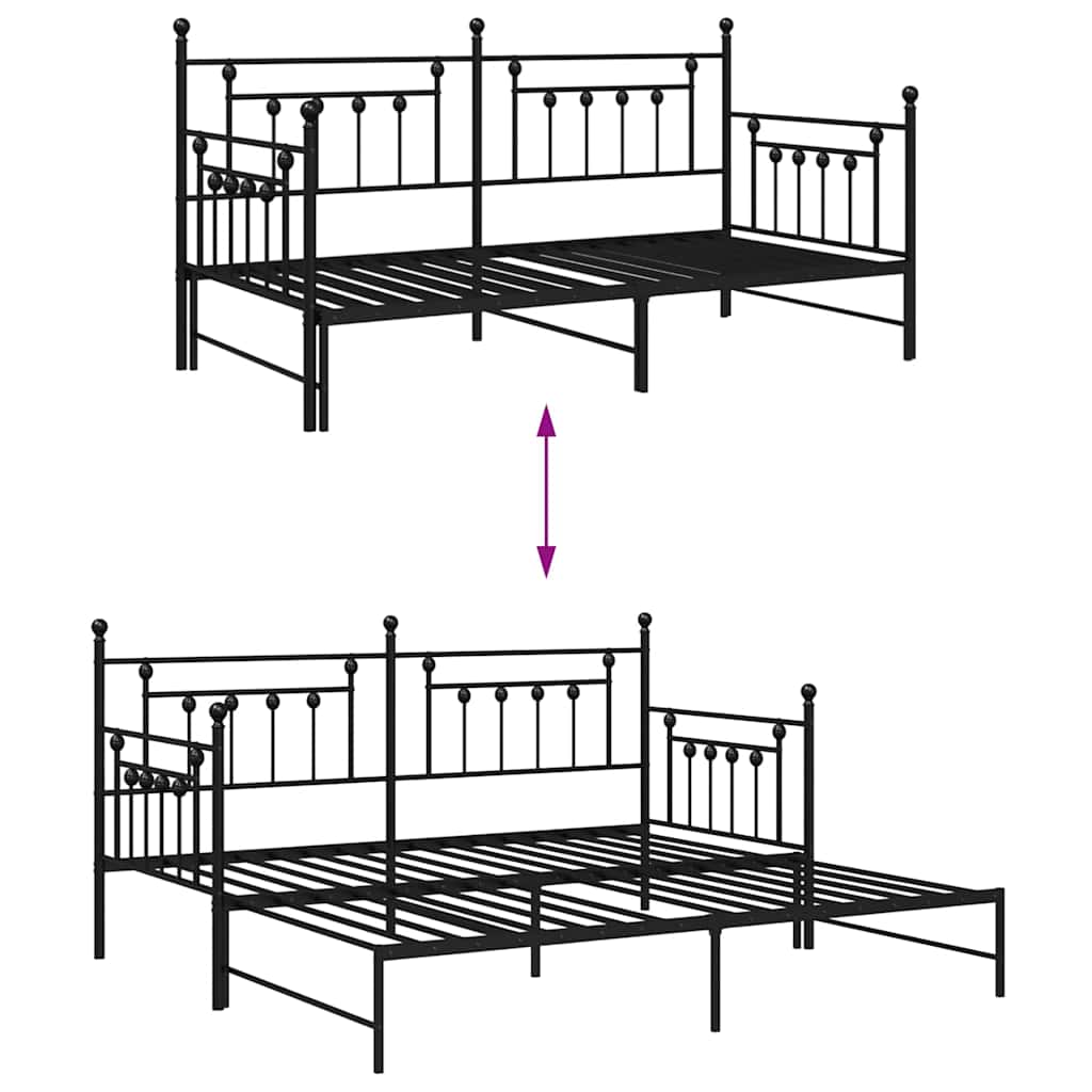 Dagsengramme Med Hovedgærde Sort 90 X 190 Cm Stål - Billede 11