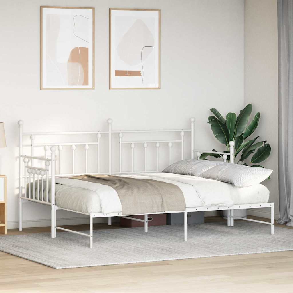 Dagsengramme Med Hovedgærde Hvid 80 X 200 Cm Stål - Billede 5
