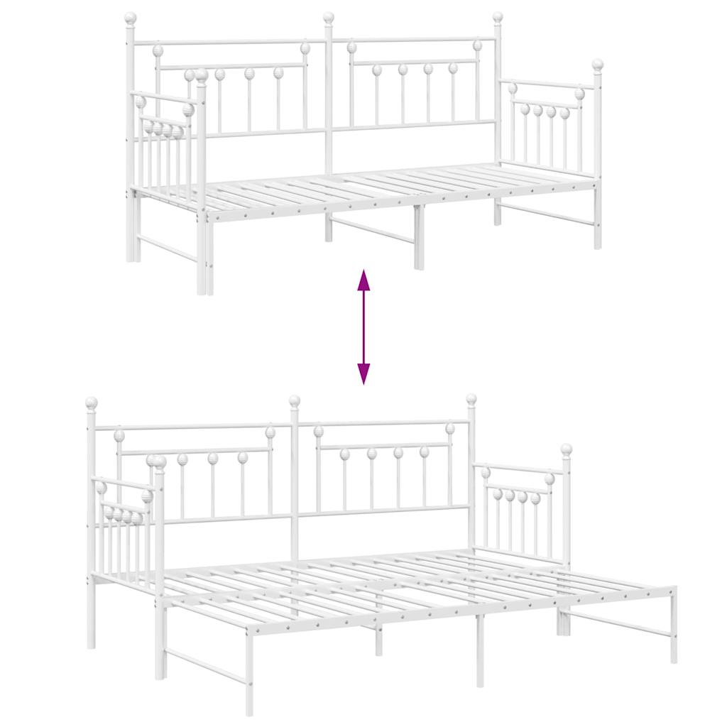 Dagsengramme Med Hovedgærde Hvid 80 X 200 Cm Stål - Billede 11