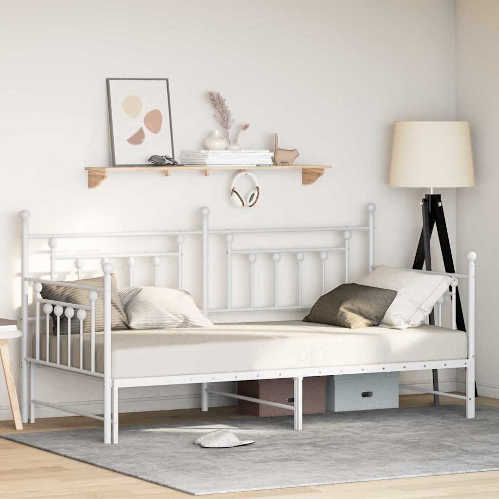 Dagsengramme Med Hovedgærde Hvid 90 X 200 Cm Stål - Hovedbillede