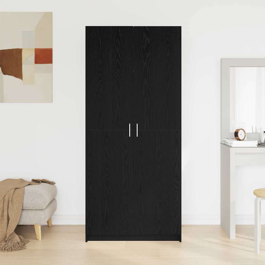 Garderobeskab Med Dør Sort 80 X 51 X 180 Cm Konstrueret Træ - Billede 4