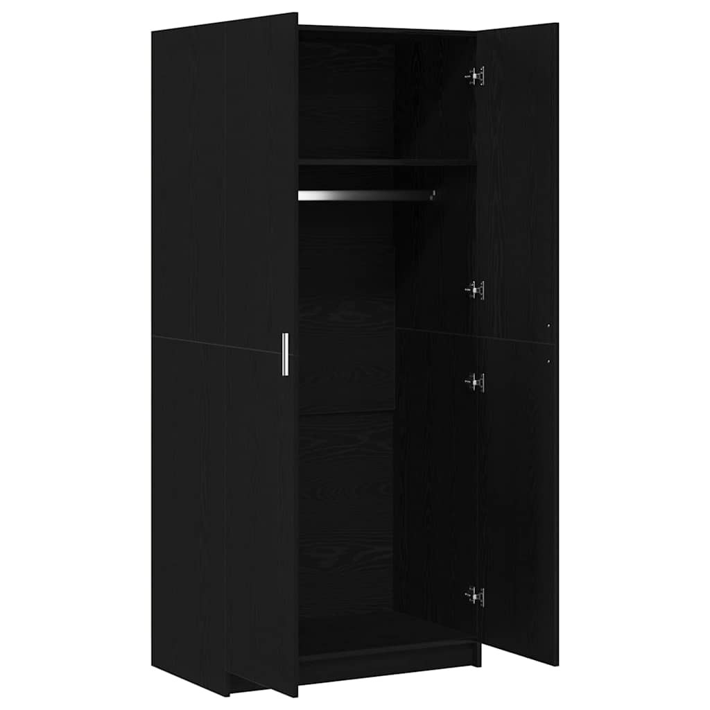 Garderobeskab Med Dør Sort 80 X 51 X 180 Cm Konstrueret Træ - Billede 5