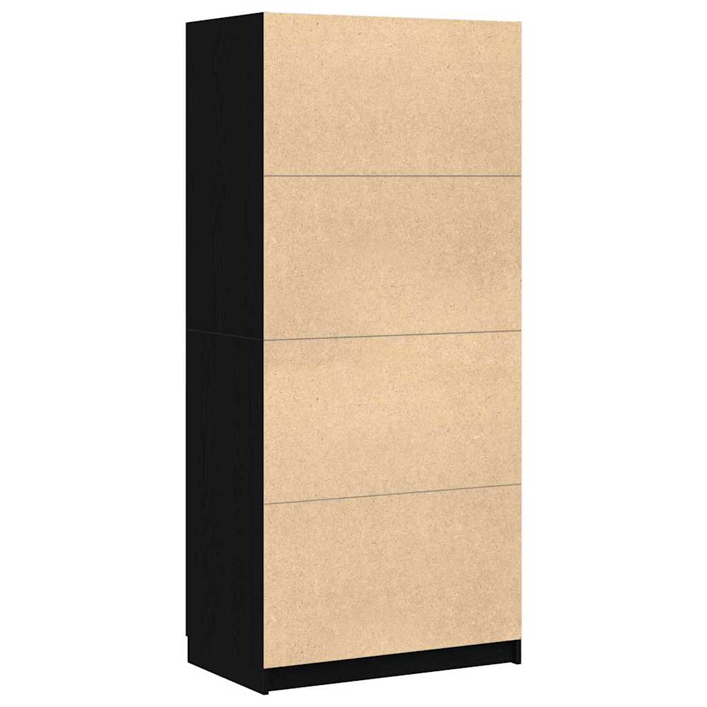 Garderobeskab Med Dør Sort 80 X 51 X 180 Cm Konstrueret Træ - Billede 8