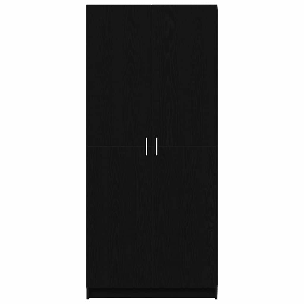 Garderobeskab Med Dør Sort 80 X 51 X 180 Cm Konstrueret Træ - Billede 6