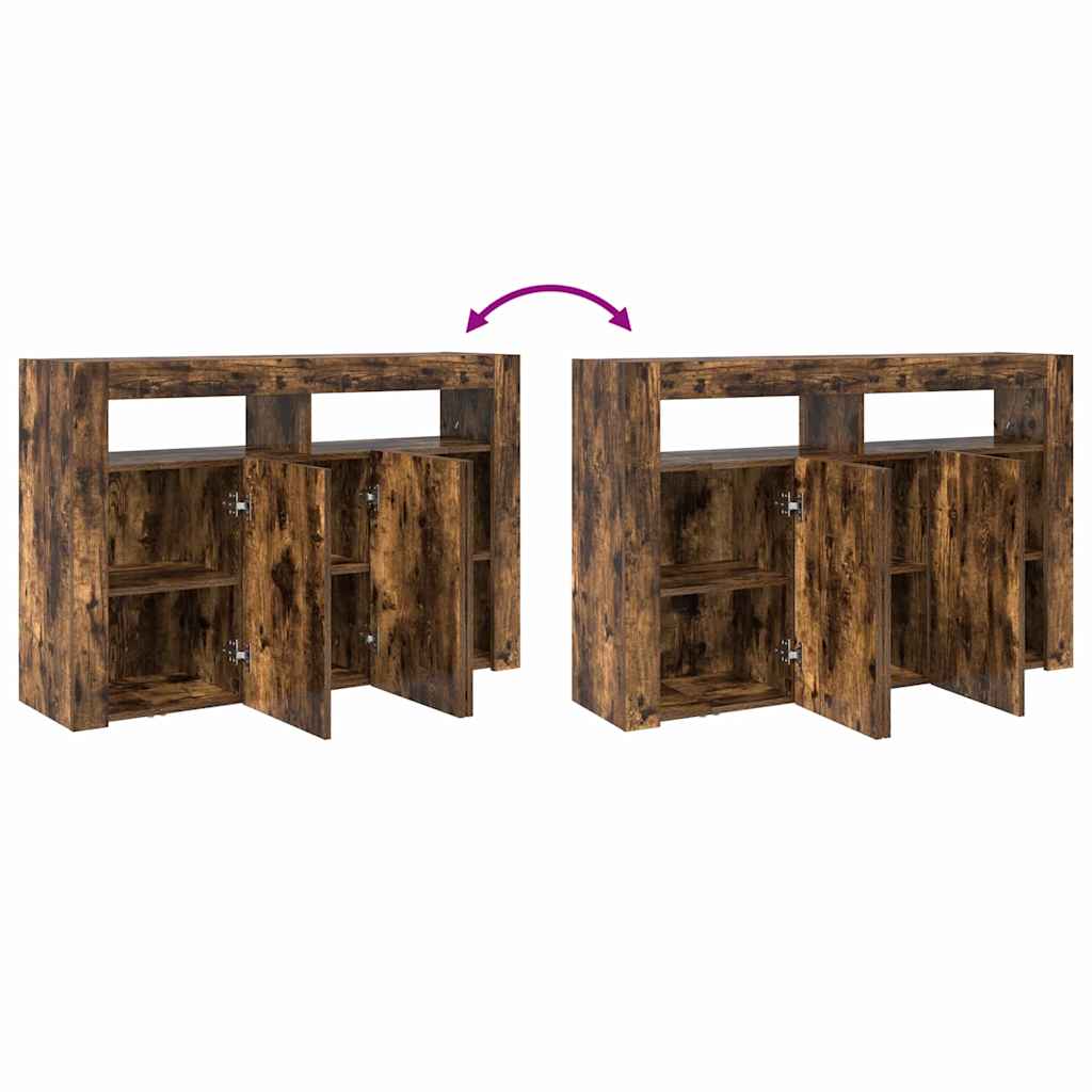 Sideboard Røget Eg 116 X 30 X 75 Cm Konstrueret Træ - Billede 13