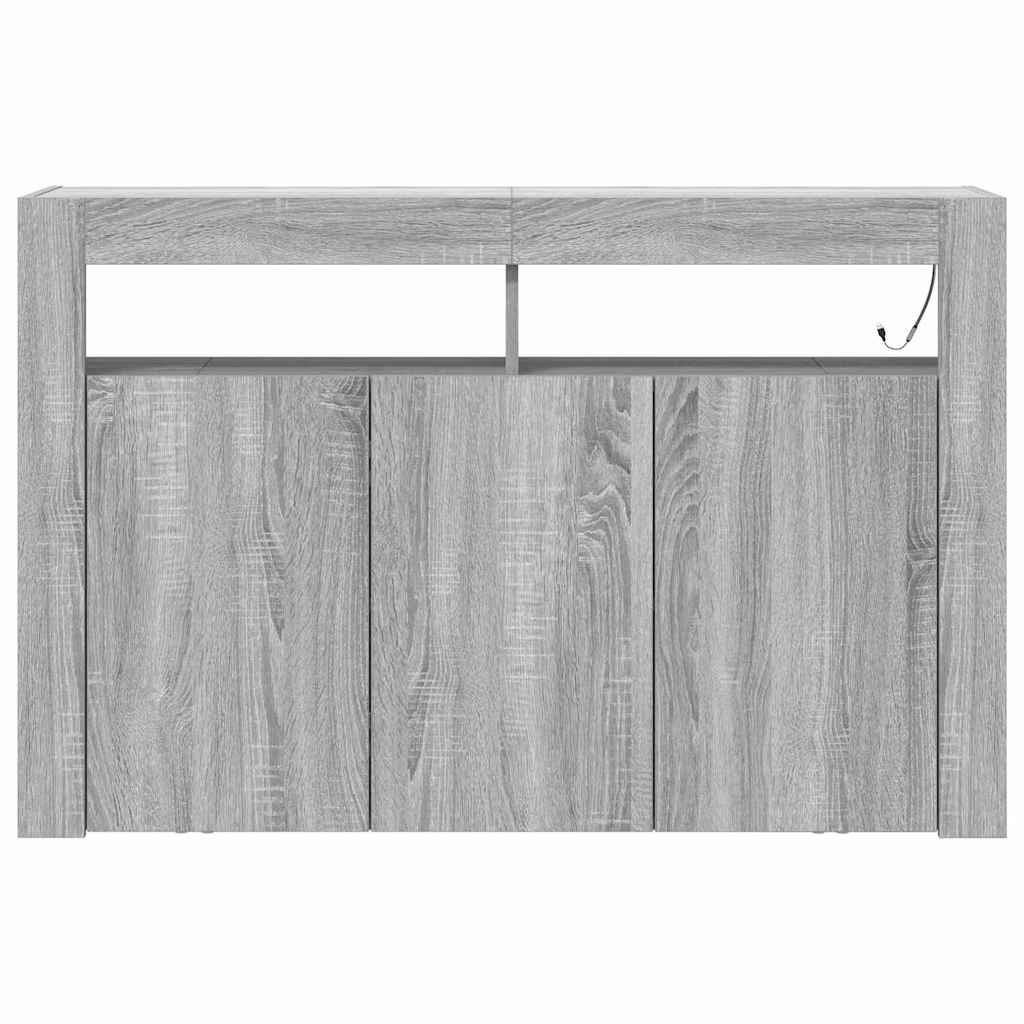 Sideboard Grå Sonoma-eg 116 X 30 X 75 Cm Konstrueret Træ - Billede 7