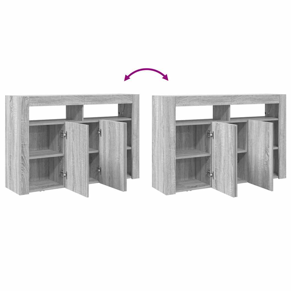 Sideboard Grå Sonoma-eg 116 X 30 X 75 Cm Konstrueret Træ - Billede 13