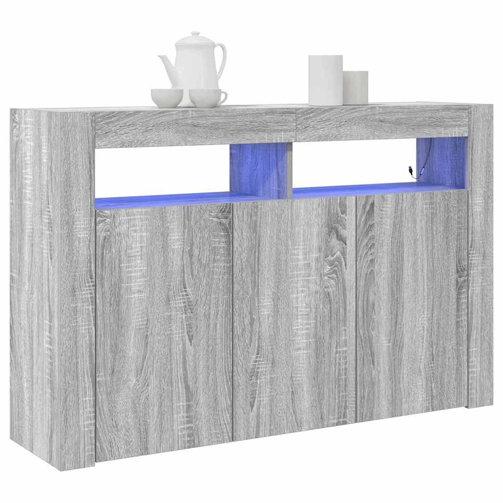 Sideboard Grå Sonoma-eg 116 X 30 X 75 Cm Konstrueret Træ - Billede 3