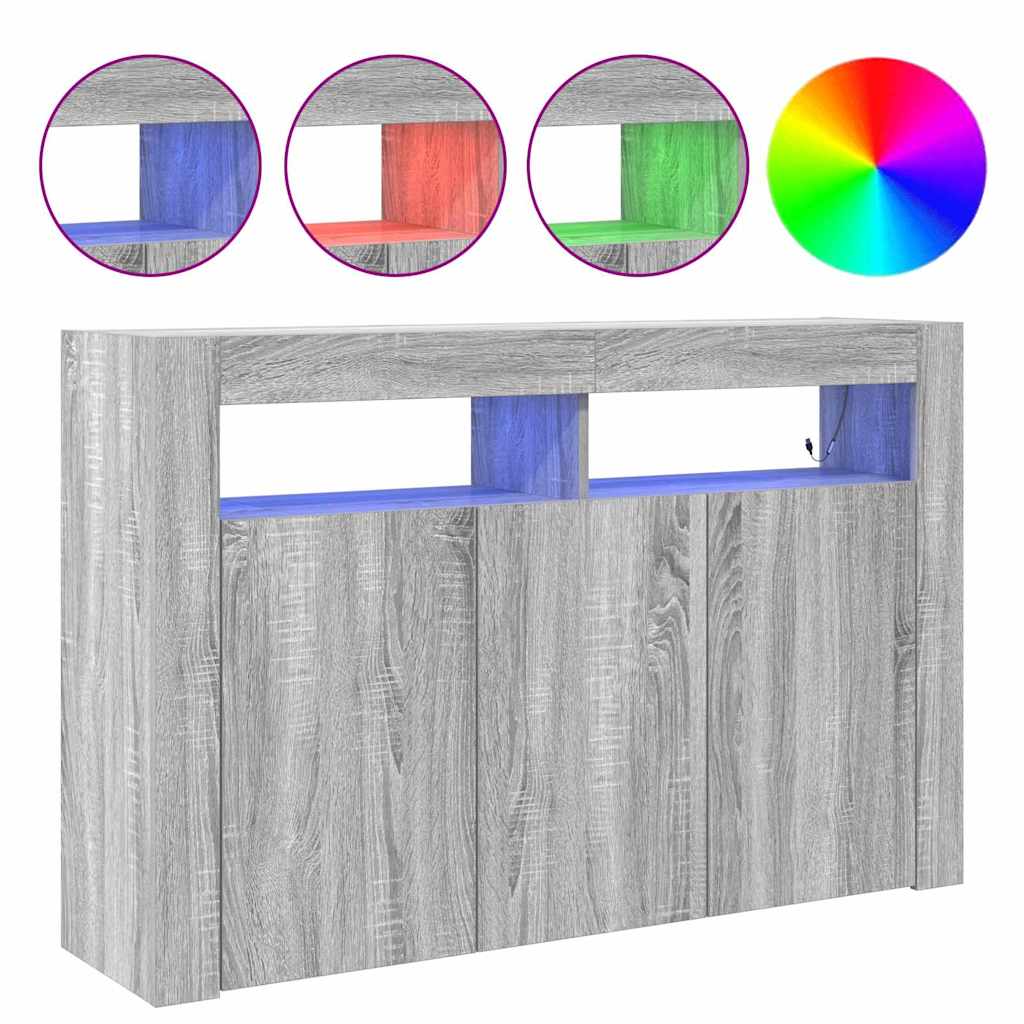 Sideboard Grå Sonoma-eg 116 X 30 X 75 Cm Konstrueret Træ - Billede 4