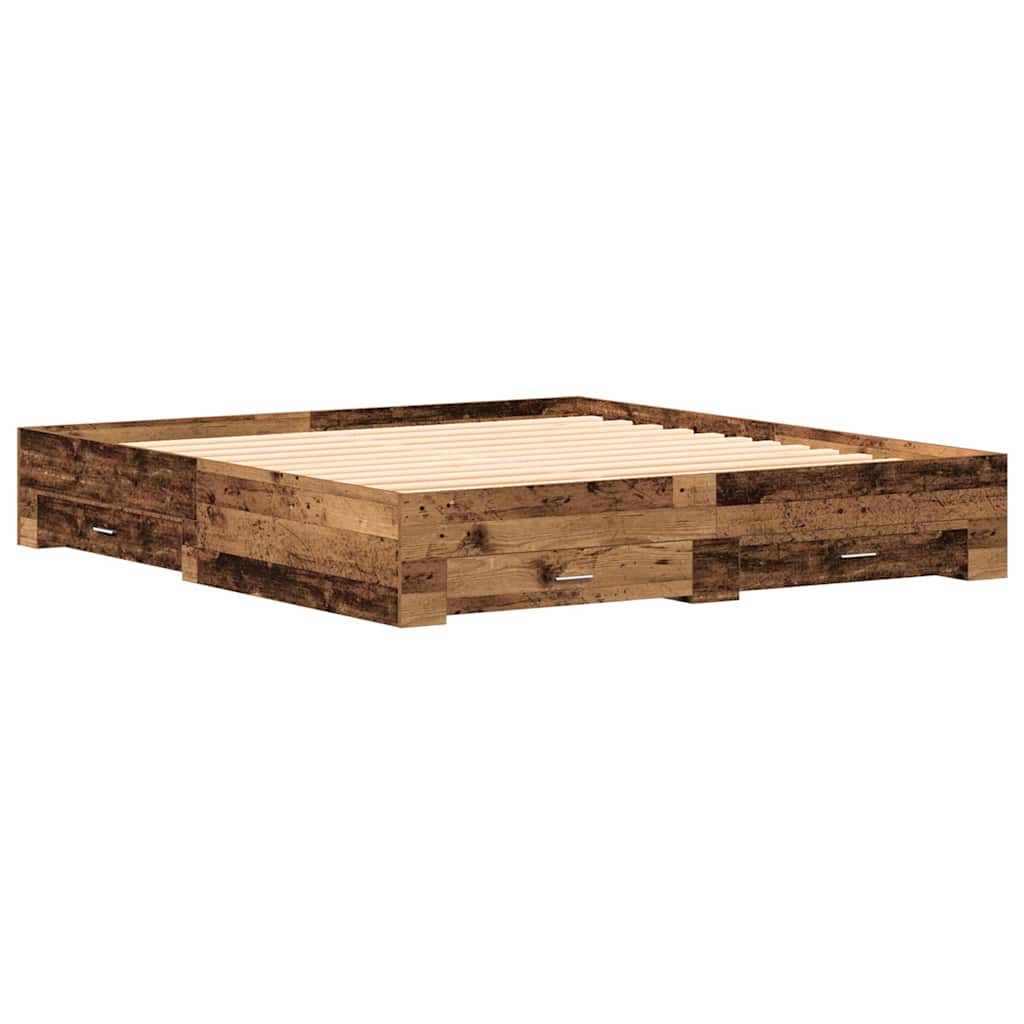 Sengestel Med Skuffer Gammelt Træ 180 X 200 Cm Konstrueret Træ - Billede 2