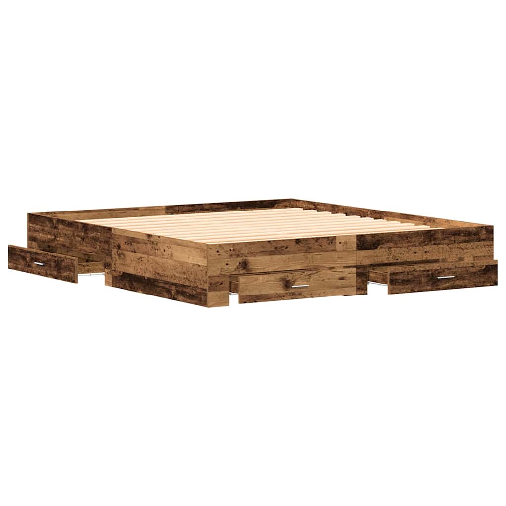 Sengestel Med Skuffer Gammelt Træ 180 X 200 Cm Konstrueret Træ - Billede 5