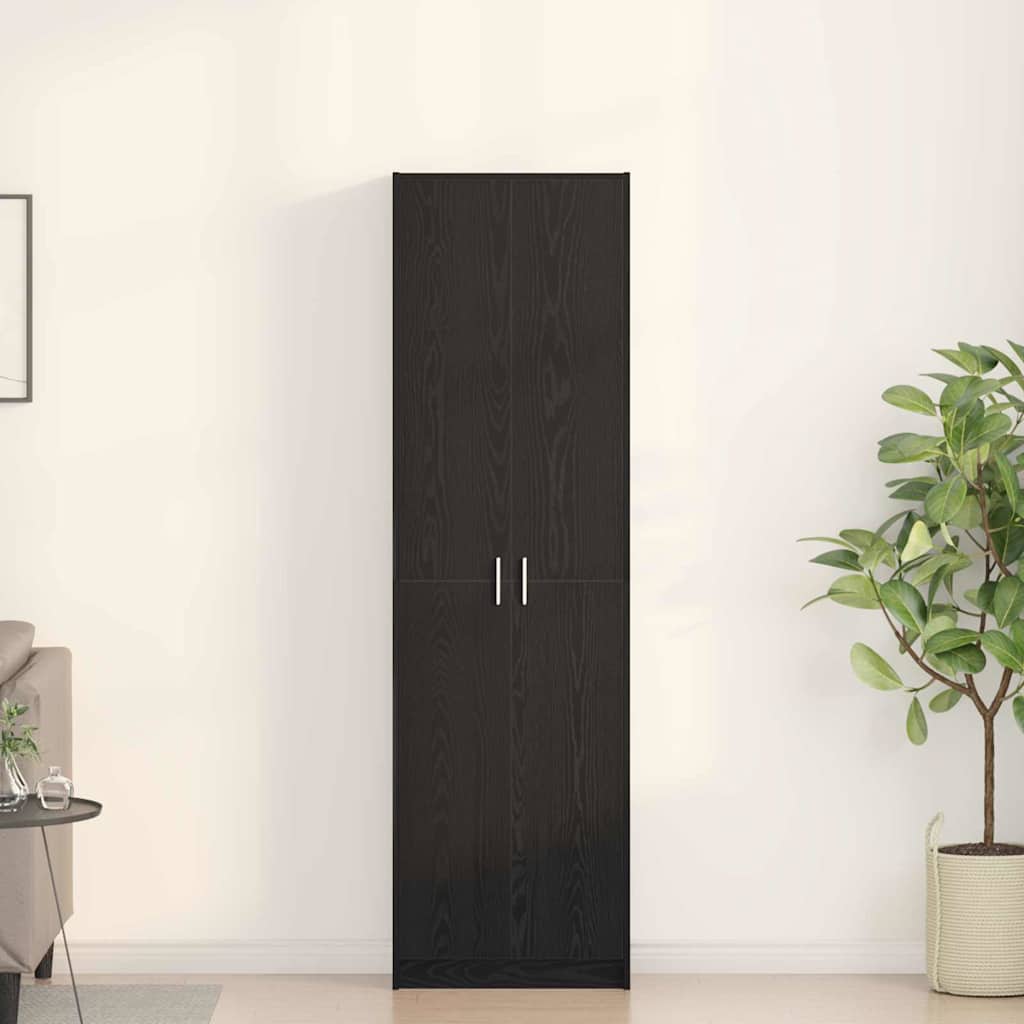Garderobeskab Med Dør Sort Eg 55 X 25 X 189 Cm Konstrueret Træ - Hovedbillede