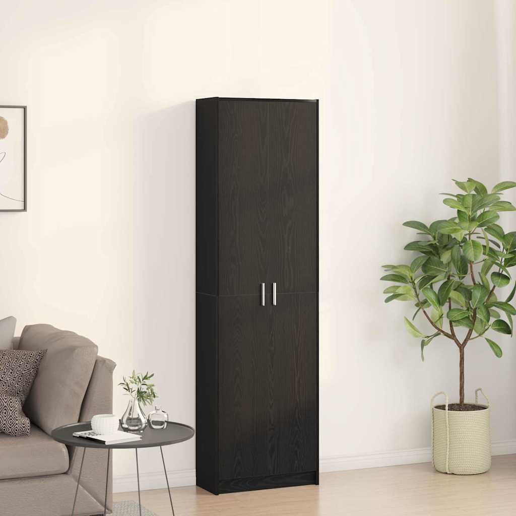 Garderobeskab Med Dør Sort Eg 55 X 25 X 189 Cm Konstrueret Træ - Billede 4