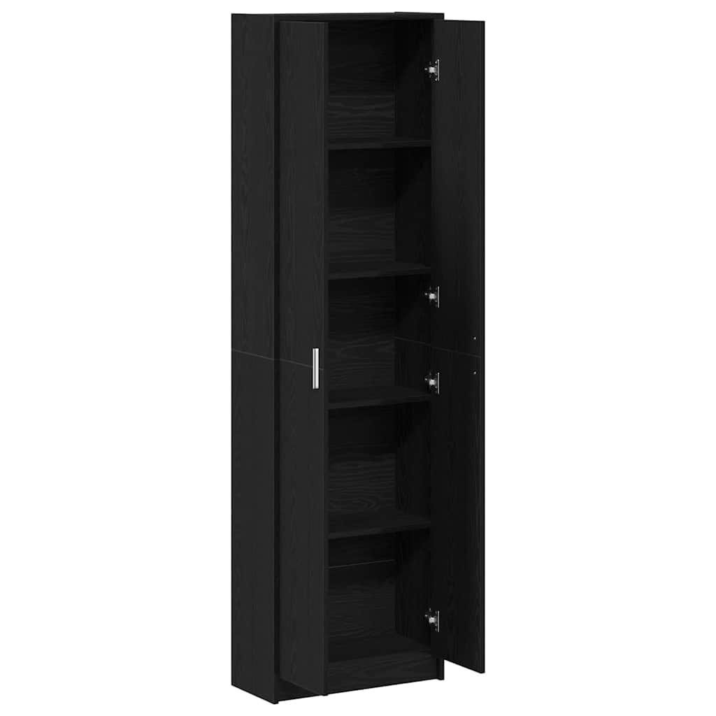 Garderobeskab Med Dør Sort Eg 55 X 25 X 189 Cm Konstrueret Træ - Billede 5