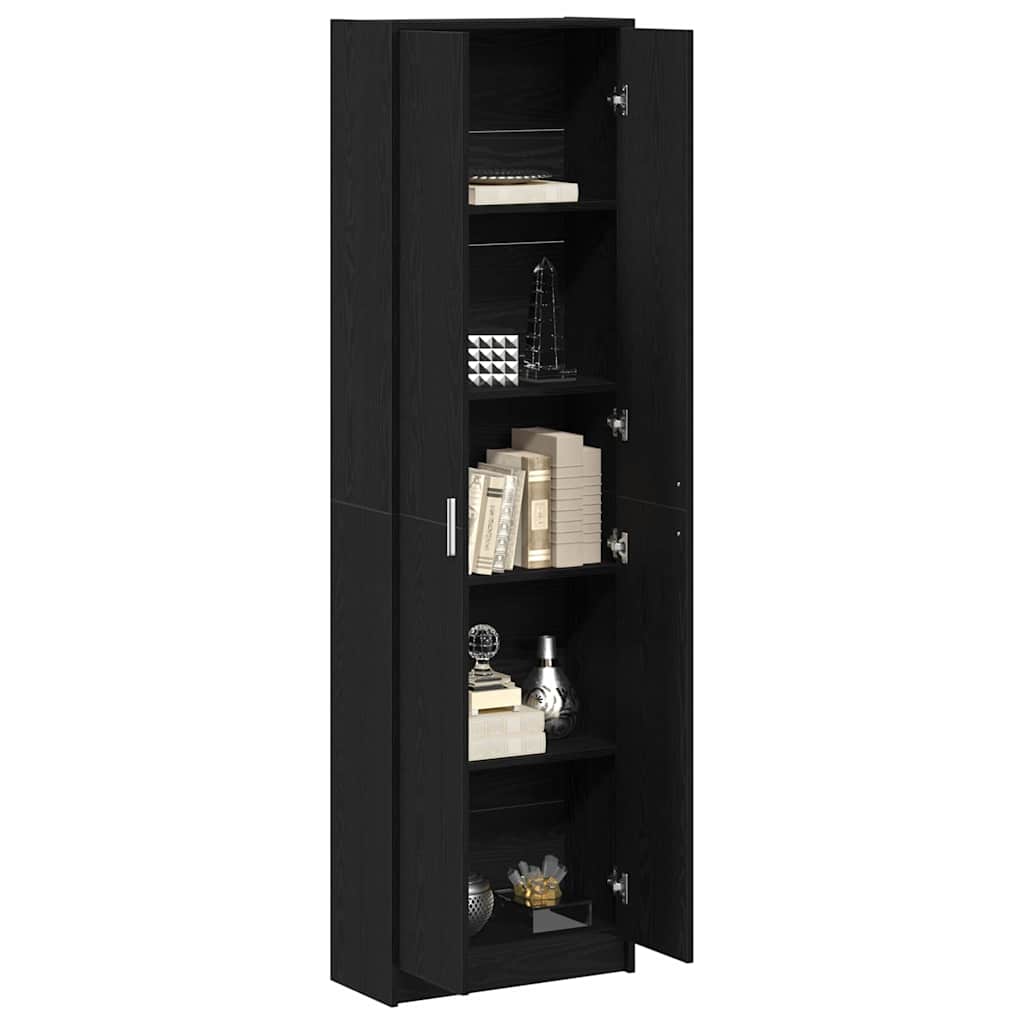 Garderobeskab Med Dør Sort Eg 55 X 25 X 189 Cm Konstrueret Træ - Billede 3