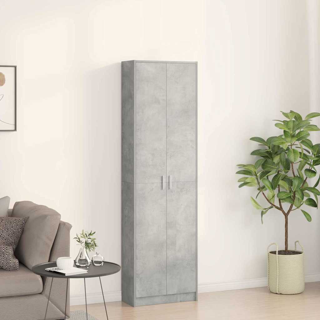 Garderobeskab Med Dør Betongrå 55 X 25 X 189 Cm Konstrueret Træ - Billede 4
