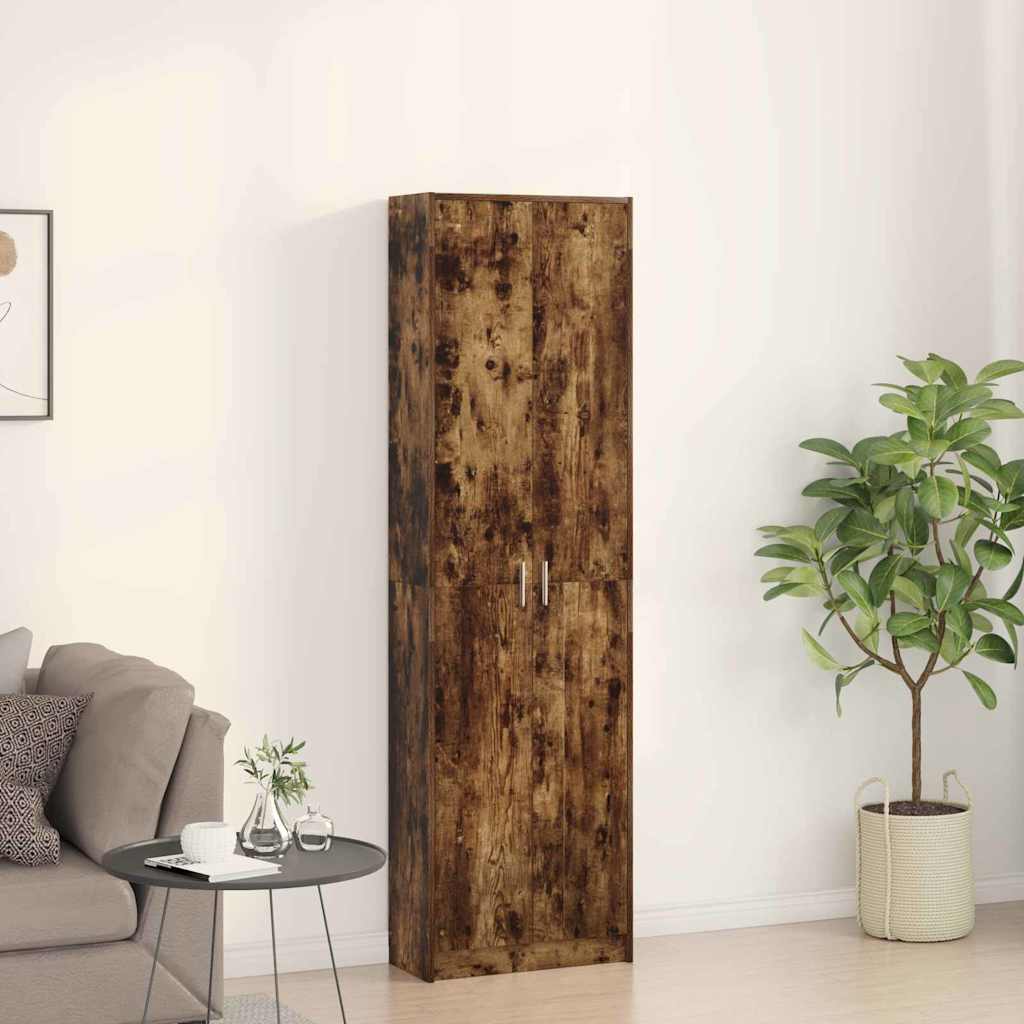 Garderobeskab Med Dør Røget Eg 55 X 25 X 189 Cm Konstrueret Træ - Billede 4