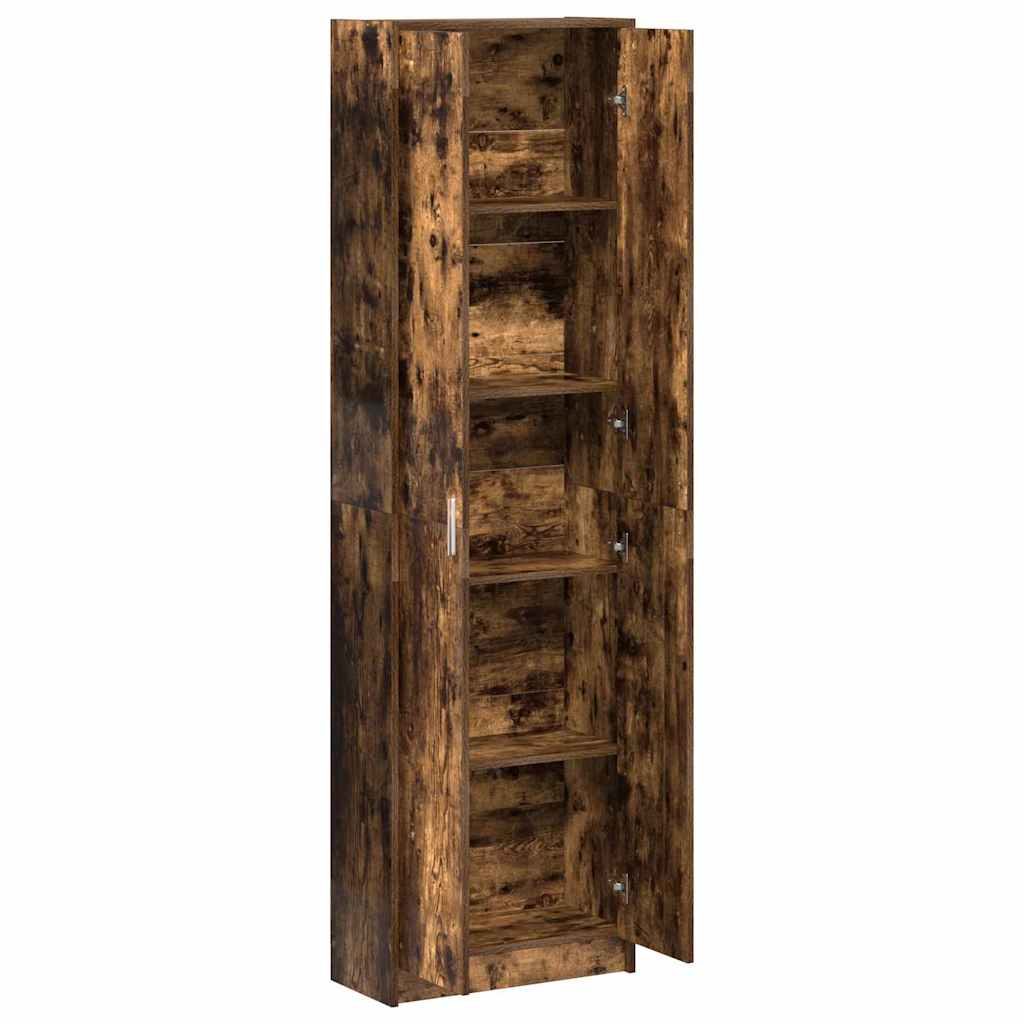 Garderobeskab Med Dør Røget Eg 55 X 25 X 189 Cm Konstrueret Træ - Billede 5