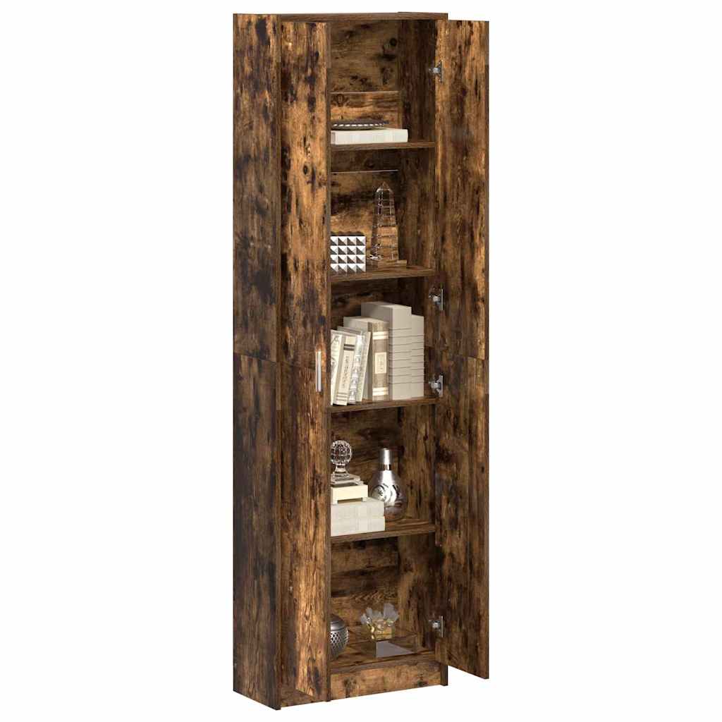 Garderobeskab Med Dør Røget Eg 55 X 25 X 189 Cm Konstrueret Træ - Billede 3