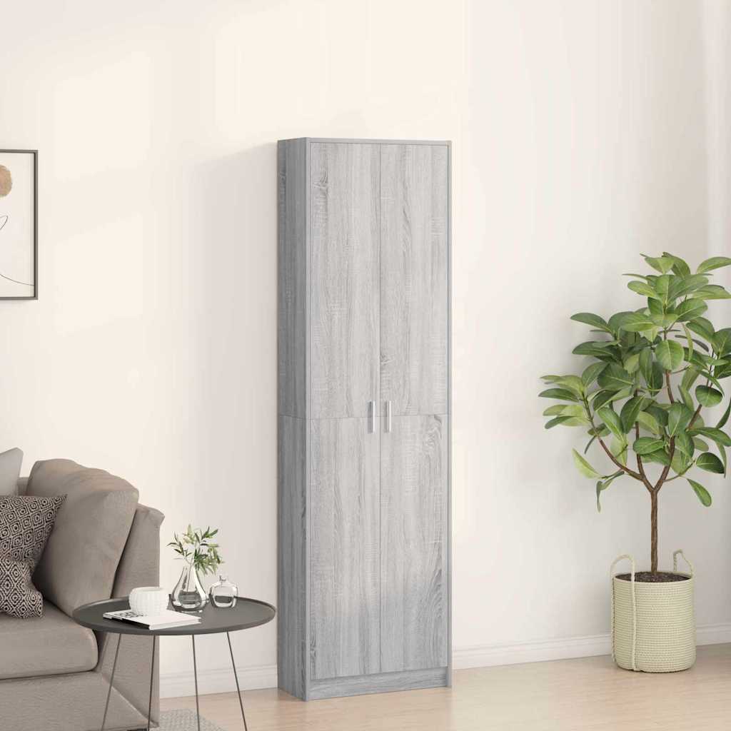 Garderobeskab Grå Sonoma-eg 55 X 25 X 189 Cm Konstrueret Træ - Billede 4