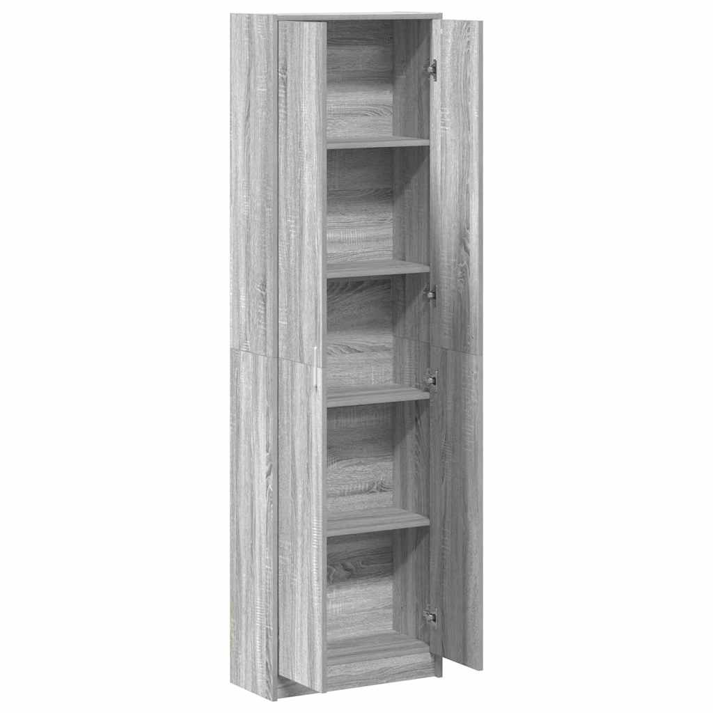 Garderobeskab Grå Sonoma-eg 55 X 25 X 189 Cm Konstrueret Træ - Billede 5