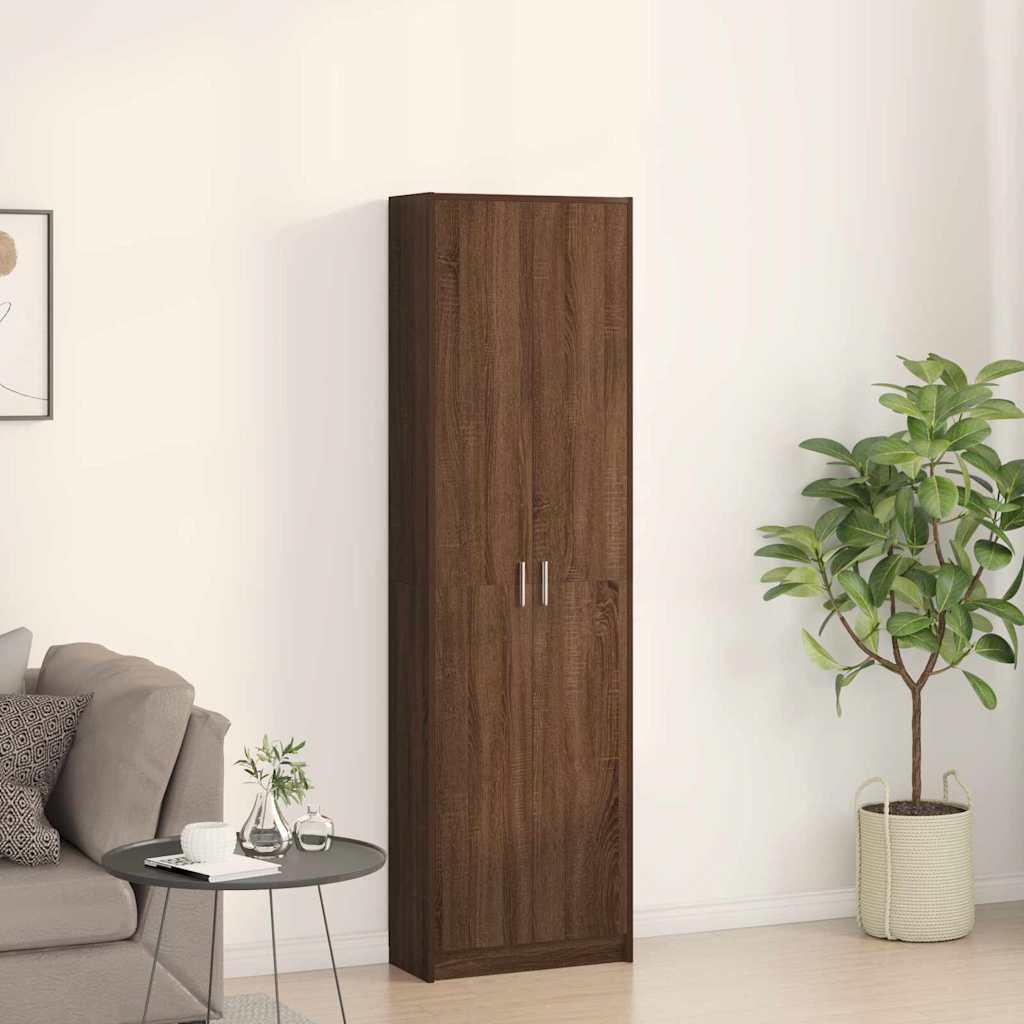 Garderobeskab Med Dør Brun Eg 55 X 25 X 189 Cm Konstrueret Træ - Billede 4