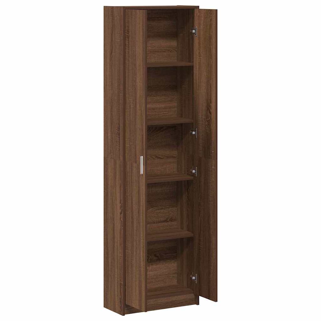 Garderobeskab Med Dør Brun Eg 55 X 25 X 189 Cm Konstrueret Træ - Billede 5