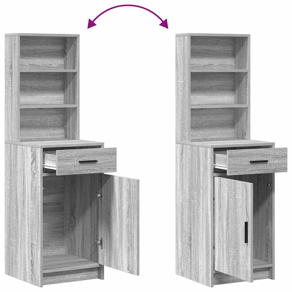 Klædeskab Med Dør 2 Pcs Grå 78.5 X 41 X 135 Cm Konstrueret Træ - Billede 13
