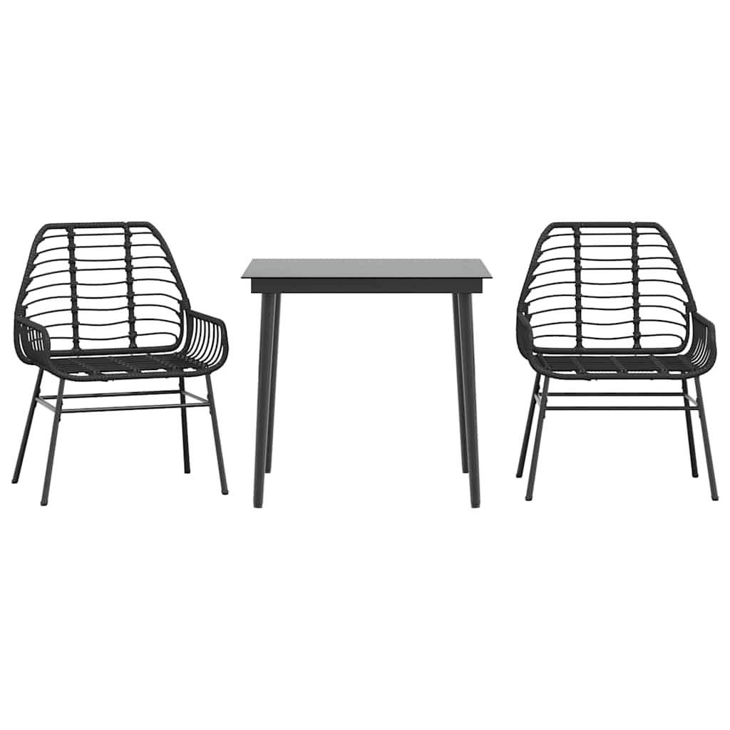 5 Dele Spisebordssæt Til Haven M. Hynder Polyrattan Glas Sort