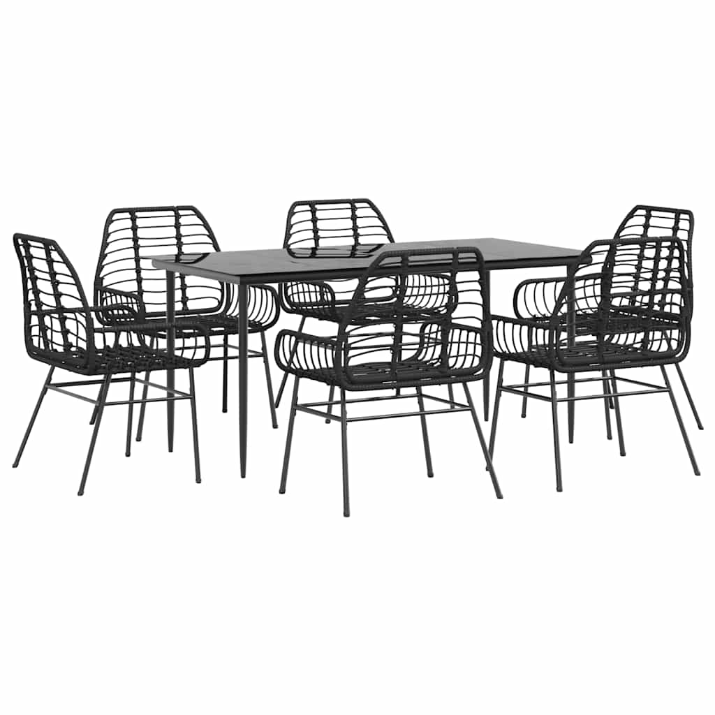 5 Dele Spisebordssæt Til Haven M. Hynder Polyrattan Glas Sort