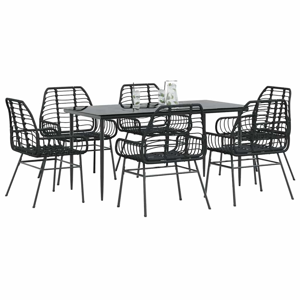 7 Dele Spisebordssæt Til Haven Polyrattan Glas - Variant 3334440