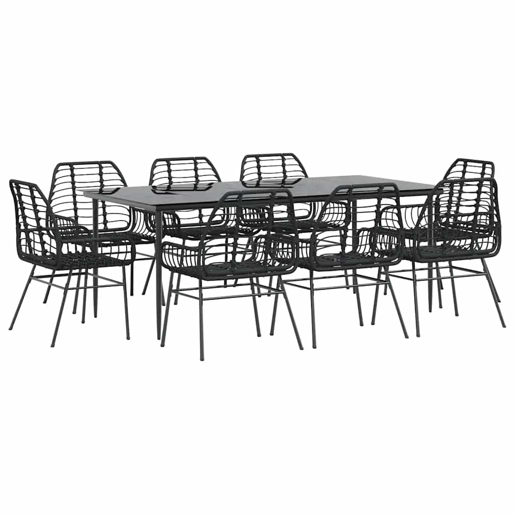 5 Dele Spisebordssæt Til Haven M. Hynder Polyrattan Glas Sort