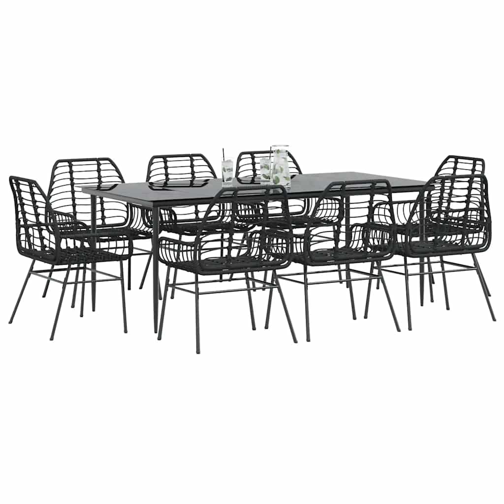 5 Dele Spisebordssæt Til Haven M. Hynder Polyrattan Glas Sort